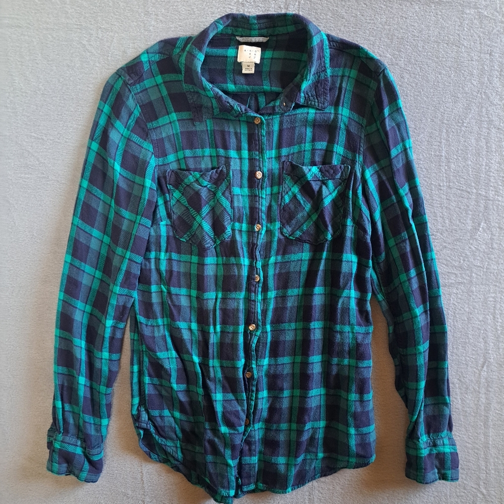 Plaid Green and Blue Men's Shirt